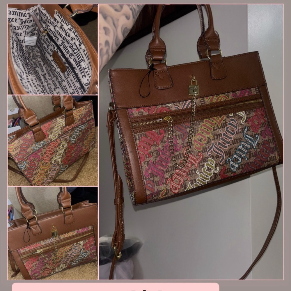Juicy Couture Brown and Pink Shoulder Bag